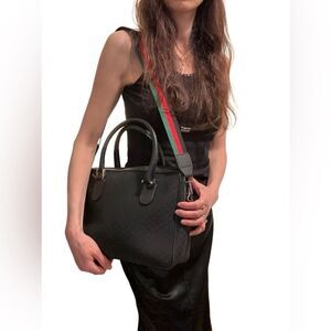 Gucci vintage black GG canvas tote